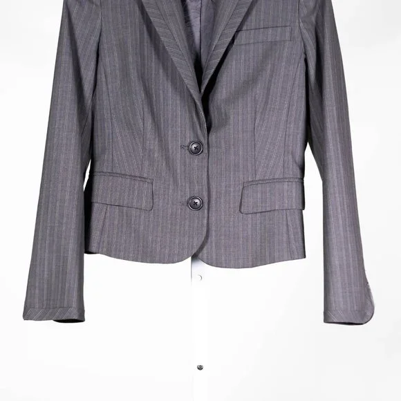 Banana Republic Women's Blazer Gray Striped Stretch Preppy Career Suit Jacket 0 - Picture 6 of 9